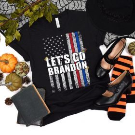 Halloween Witch Hat Let's Go Brandon American Flag Patriatic US Flag Shirt