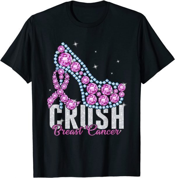 Crush Breast Cancer Bling Ribbon T-Shirt