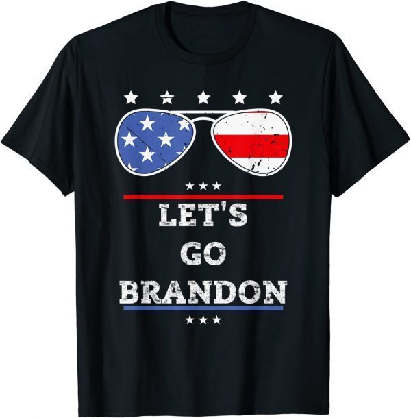 Classic Let's Go Brandon Flag Sunglasses Funny Anti Bien Club T-Shirt