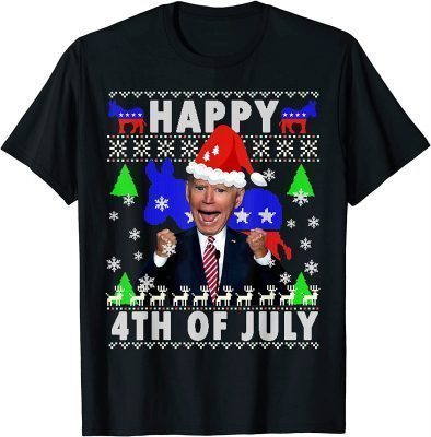 Classic Santa Joe Biden Happy 4th of July Ugly Christmas Sweater T-Shirt