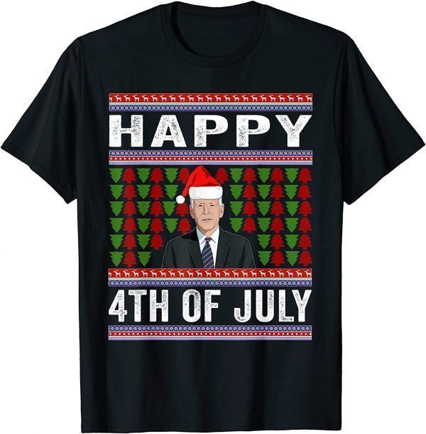 Happy 4th of July Ugly Christmas Santa Joe Biden T-Shirt