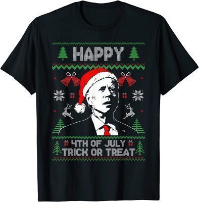 Classic Santa Joe Biden Happy 4th of July Ugly Christmas Sweater T-Shirt