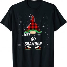 Official Let's Go Brandon Gnome red buffalo plaid matching Christmas T-Shirt