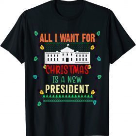 Official All I Want For Christmas Is A New President ugly Xmas Pajama T-Shirt