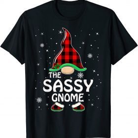 Sassy Gnome Buffalo Plaid Matching Family Christmas Pajama Unisex T-Shirt