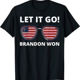 Classic Let it Go Brandon Won Vintage Flag Sunglasses Pro Biden T-Shirt