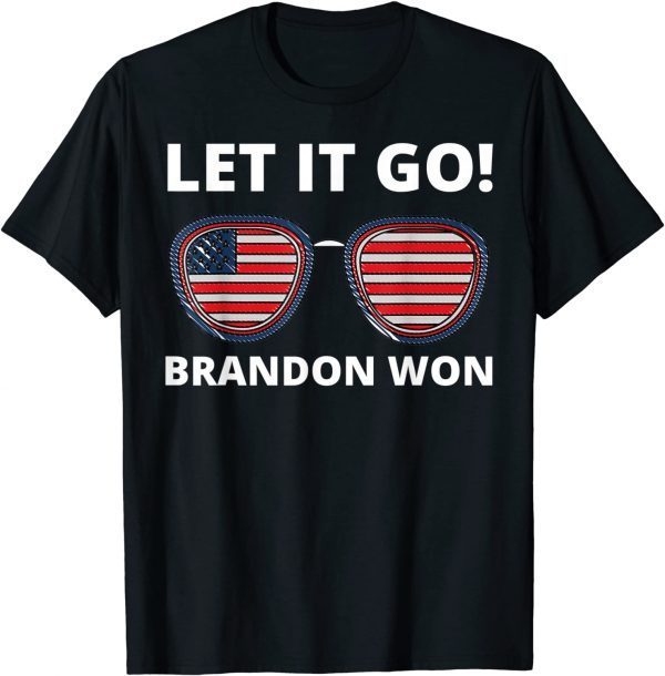 Classic Let it Go Brandon Won Vintage Flag Sunglasses Pro Biden T-Shirt