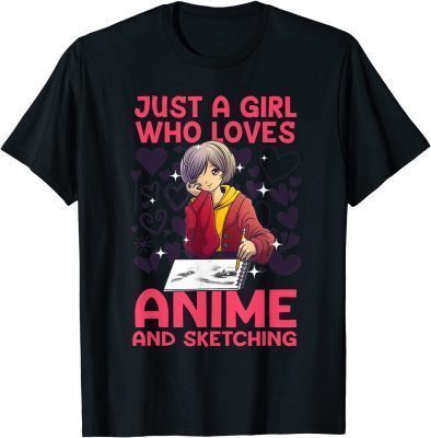 Anime Art For Women Teen Girl Anime Merch Sketch Anime Lover TShirt