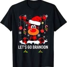 Lets Go Biden Brandon Buffalo Red Plaid Reindeer Christmas T-Shirt