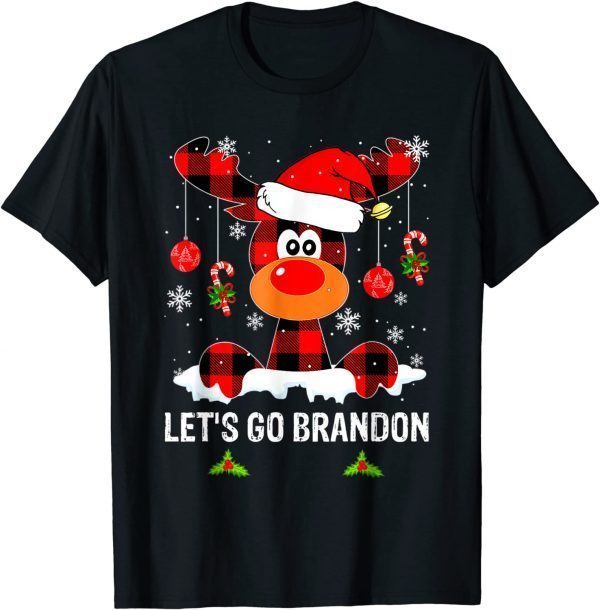 Lets Go Biden Brandon Buffalo Red Plaid Reindeer Christmas T-Shirt