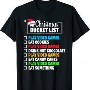 Xmas Bucket List Santa Hat Funny Video Gamer Boys Christmas Classic T-Shirt