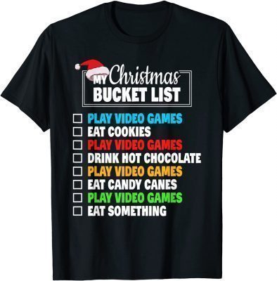 Xmas Bucket List Santa Hat Funny Video Gamer Boys Christmas Classic T-Shirt