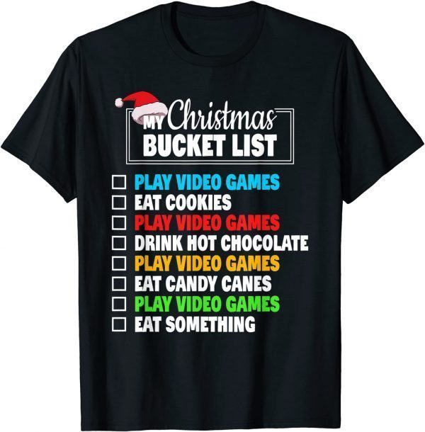 Xmas Bucket List Santa Hat Funny Video Gamer Boys Christmas Classic T-Shirt