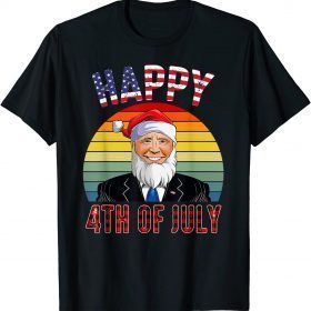 Happy 4th July Meme Christmas 2021 Biden Santa Hat Fun Xmas T-Shirt