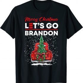 Official Merry Christmas Let's Go Brandon Red Truck Christmas Tree T-Shirt
