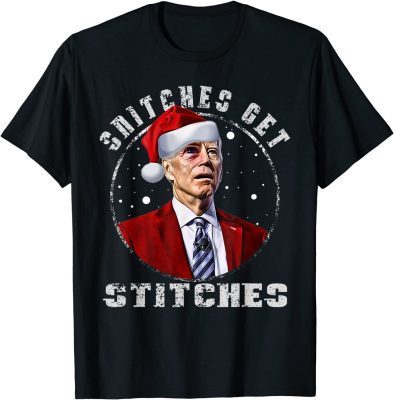 Joe Biden Snitches Get Stitches Elf XMas Pajamas Shirts