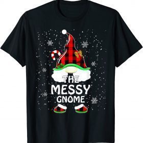 Official Messy Gnome Gnomies Red Plaid Matching Family Christmas T-Shirt
