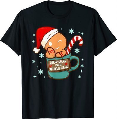 Funny Christmas Sweet But Twisted Gingerbread Candy Cane T-Shirt