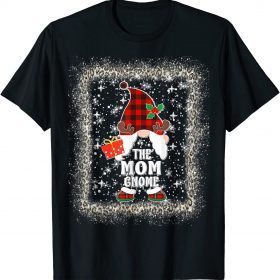 Mom Gnome Leopard Plaid Matching Family Christmas T-Shirt