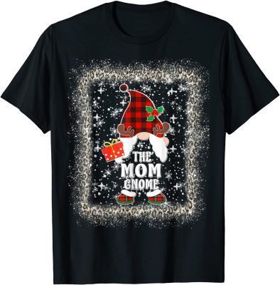 Mom Gnome Leopard Plaid Matching Family Christmas T-Shirt