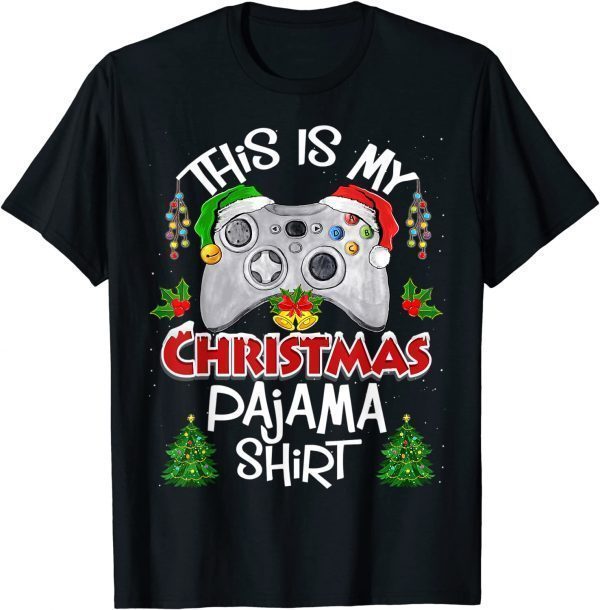 This is My Christmas Pajama Santa Hat Gamer Video Game Games TShirt