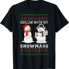 Official Chillin' With My Snowmies Funny Cute Christmas Snowmen tee T-Shirt