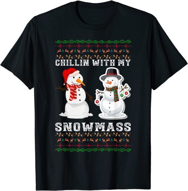 Official Chillin' With My Snowmies Funny Cute Christmas Snowmen tee T-Shirt