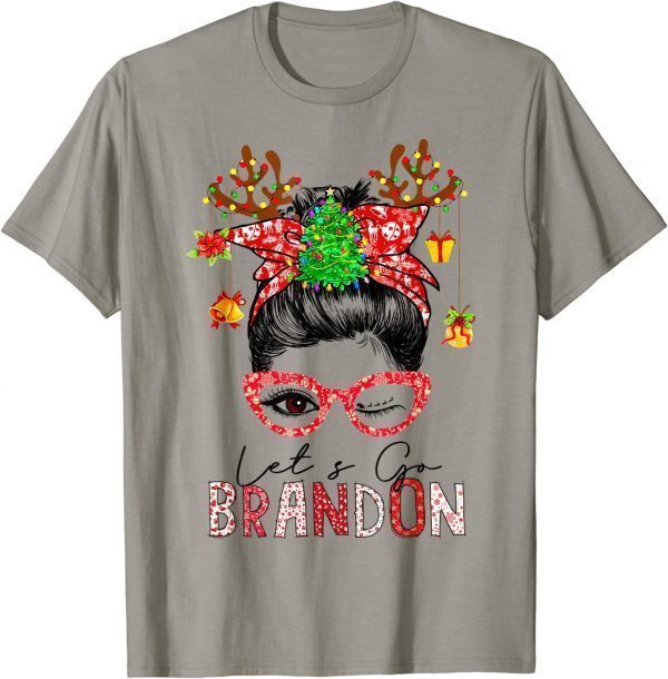 Messy Bun Lets Go Brandon Tee Funny Trendy Christmas Pattern Gift Tee Shirts