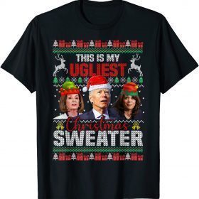 Official This Is My Ugliest Christmas Anti Biden Sweater Funny Xmas T-Shirt