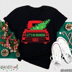 Red Truck With Christmas Tree Lets Go Brandon Gift Shirt