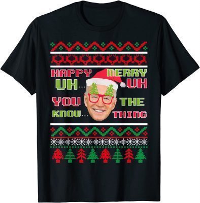 Funny Joe Biden Merry UH UH Ugly Christmas 2021 T-Shirt