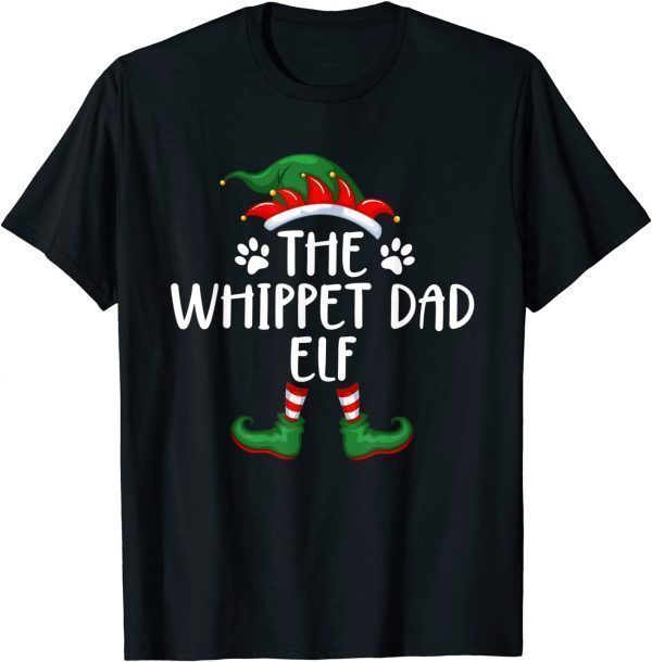 2021 English Whippet Dad Dog Elf Christmas Matching X mas Pajama T-Shirt