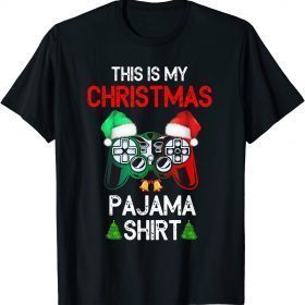 This is My Christmas Pajama Santa Hat Gamer Video Game Games Gift TShirt