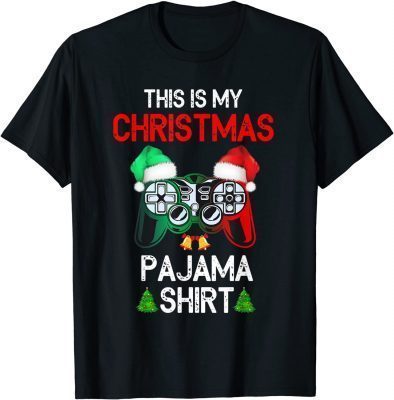 This is My Christmas Pajama Santa Hat Gamer Video Game Games Gift TShirt