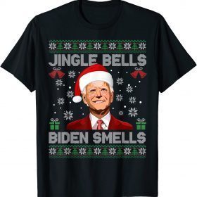 Funny Jingle Bells Biden Smells Ugly Christmas Sweater Anti Biden T-Shirt