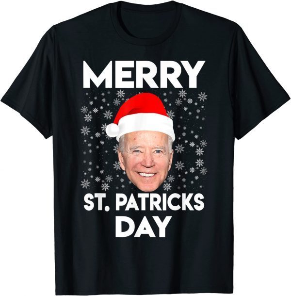 Funny President Joe Biden Merry St. Patricks Day Christmas T-Shirt