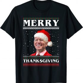 Anti Biden Merry Thanksgiving Biden Santa Ugly Christmas T-Shirt