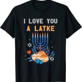 Love A Latke Hanukkah Menorah Nine Candles Funny T-Shirt