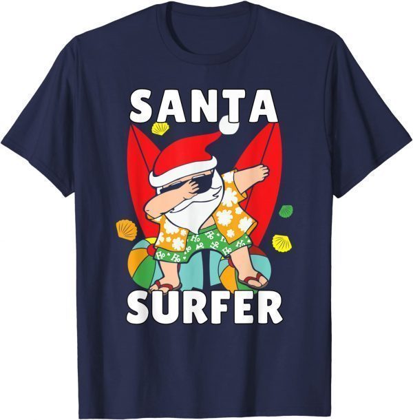 Christmas Holidays Funny Dabbing Santa Surfer Men Women Kids T-Shirt