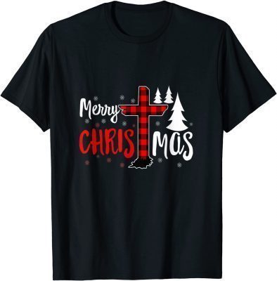 Merry Christmas Christians Buffalo Plaid Funny Tee Shirts