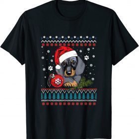 Dachshund Christmas Ornament, Cute Dog with Santa Hat T-Shirt