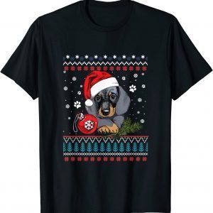 Dachshund Christmas Ornament, Cute Dog with Santa Hat T-Shirt