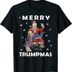 Funny Santa Trump Hit Biden Merry Trumpmas Christmas Pajama T-Shirt