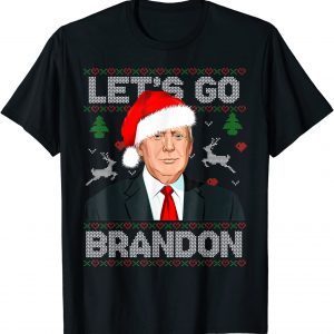Let's Go Brandon Trump Santa Hat Ugly Christmas TShirt
