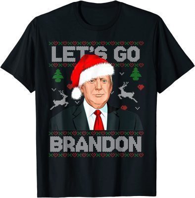 Let's Go Brandon Trump Santa Hat Ugly Christmas TShirt