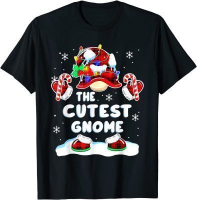 T-Shirt Cutest Gnome Gnomies Red Plaid Matching Family Christmas