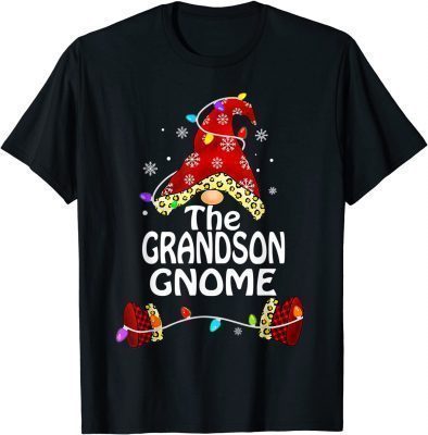 2021 Grandson Gnome Buffalo Plaid Matching Christmas T-Shirt