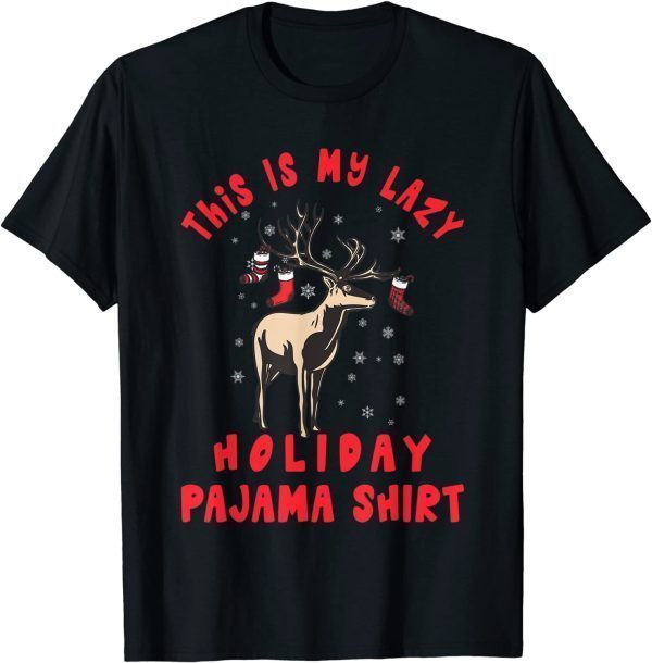 2021 Christmas Stocking Deer Matching Family PJ Holiday Pajama T-Shirt