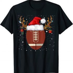 Funny Football Reindeer Santa Hat Christmas Holiday Gifts T-Shirt