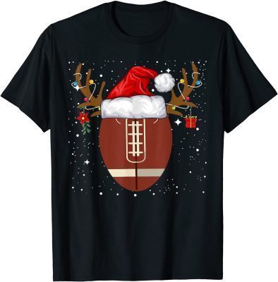 Funny Football Reindeer Santa Hat Christmas Holiday Gifts T-Shirt
